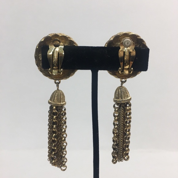 Vtg Givenchy Gold tone dangled signed earrings - Picture 11 of 15